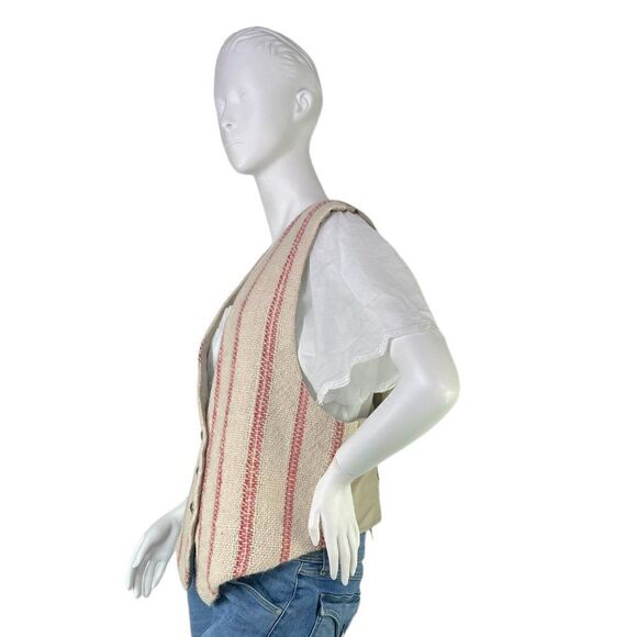 Handwoven Alpaca Wool Striped Vest New Mexico Valle del Viento Weaving Studio L - Picture 5 of 14